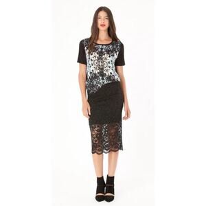 Hale Bob Black Lace Skirt Sz MED Coquette Corp Date